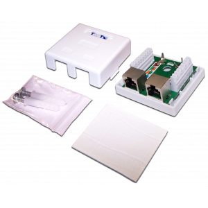 Wall mounting outlet with one or two RJ-45 category 5е STP socket, white